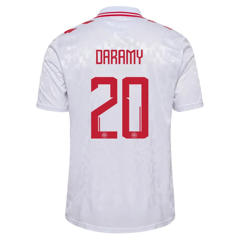 Danxen Herren Dänemark Mohamed Daramy #20 Weiß Auswärtstrikot Trikot 24-26 T-Shirt
