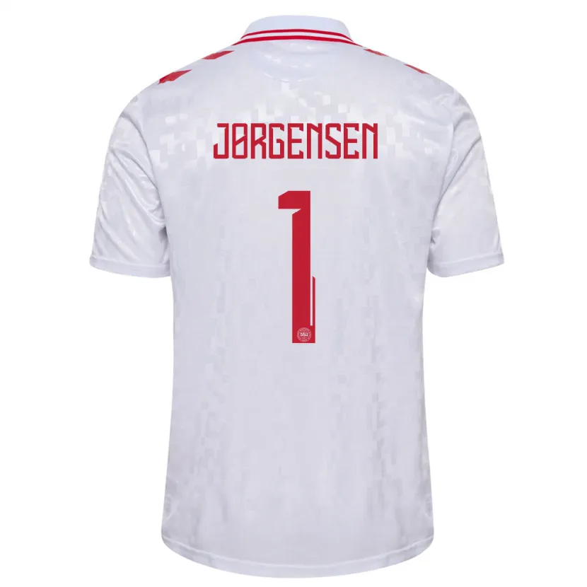 Danxen Herren Dänemark Filip Jørgensen #1 Weiß Auswärtstrikot Trikot 24-26 T-Shirt