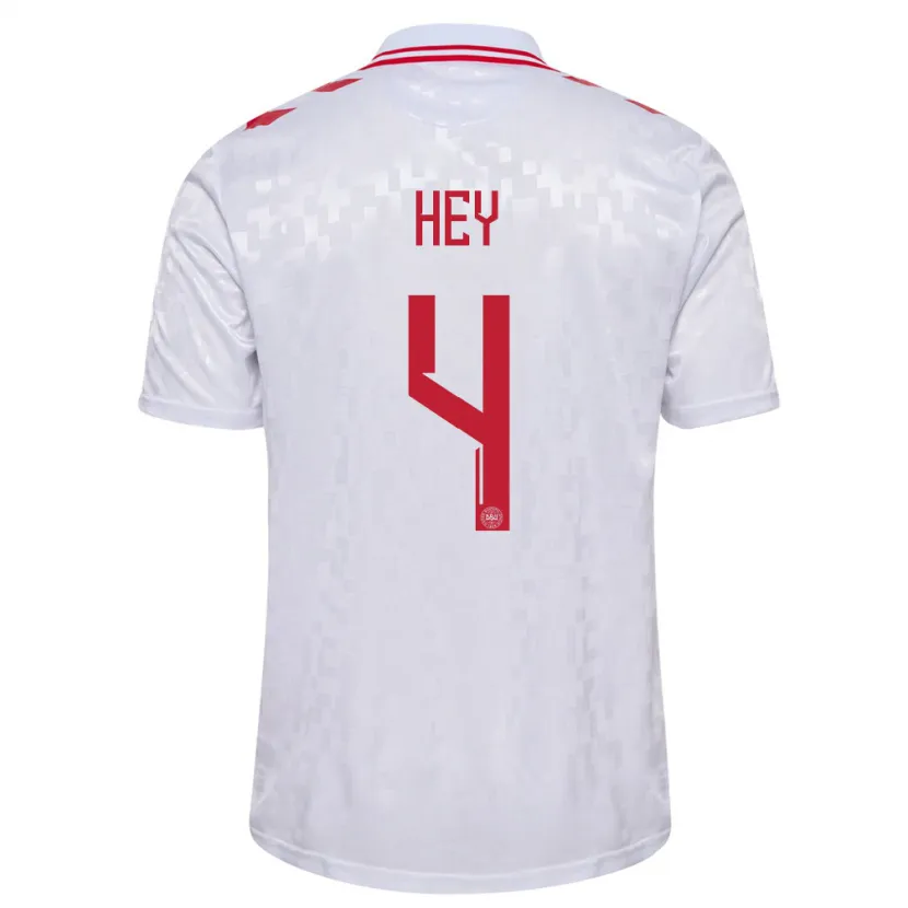 Danxen Herren Dänemark Lucas Hey #4 Weiß Auswärtstrikot Trikot 24-26 T-Shirt
