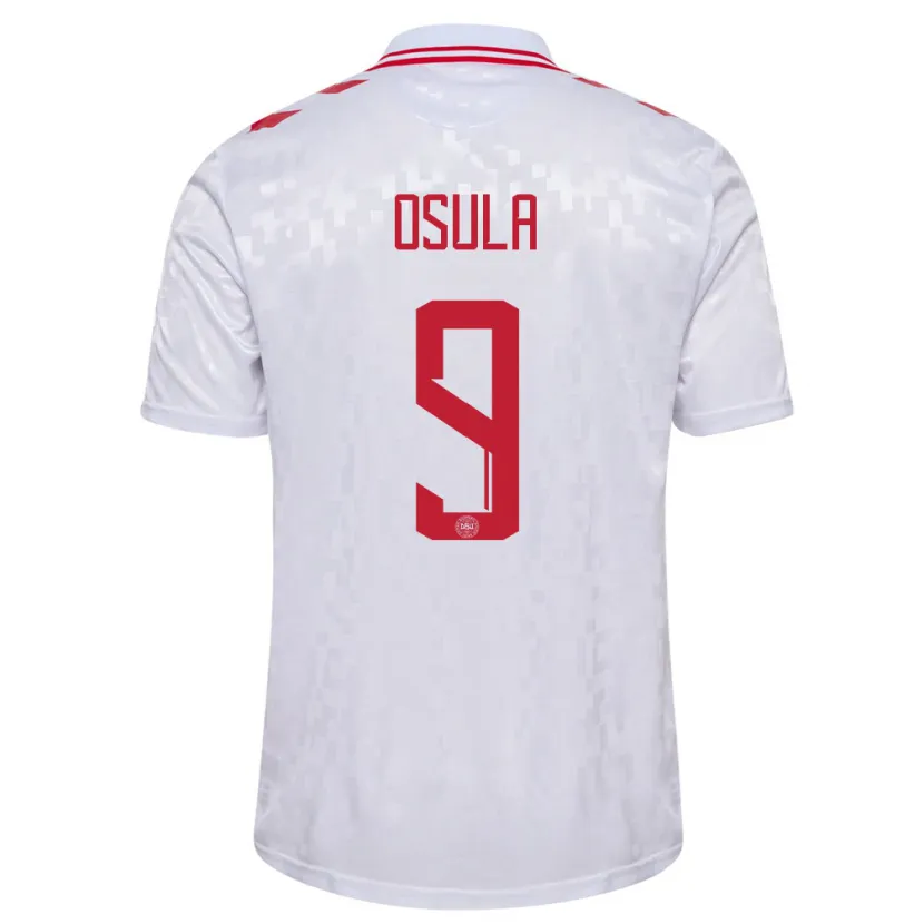 Danxen Herren Dänemark William Osula #9 Weiß Auswärtstrikot Trikot 24-26 T-Shirt