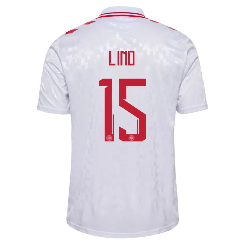 Danxen Herren Dänemark Victor Lind #15 Weiß Auswärtstrikot Trikot 24-26 T-Shirt