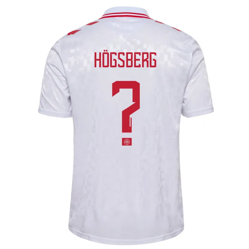 Danxen Herren Dänemark Lucas Högsberg #0 Weiß Auswärtstrikot Trikot 24-26 T-Shirt