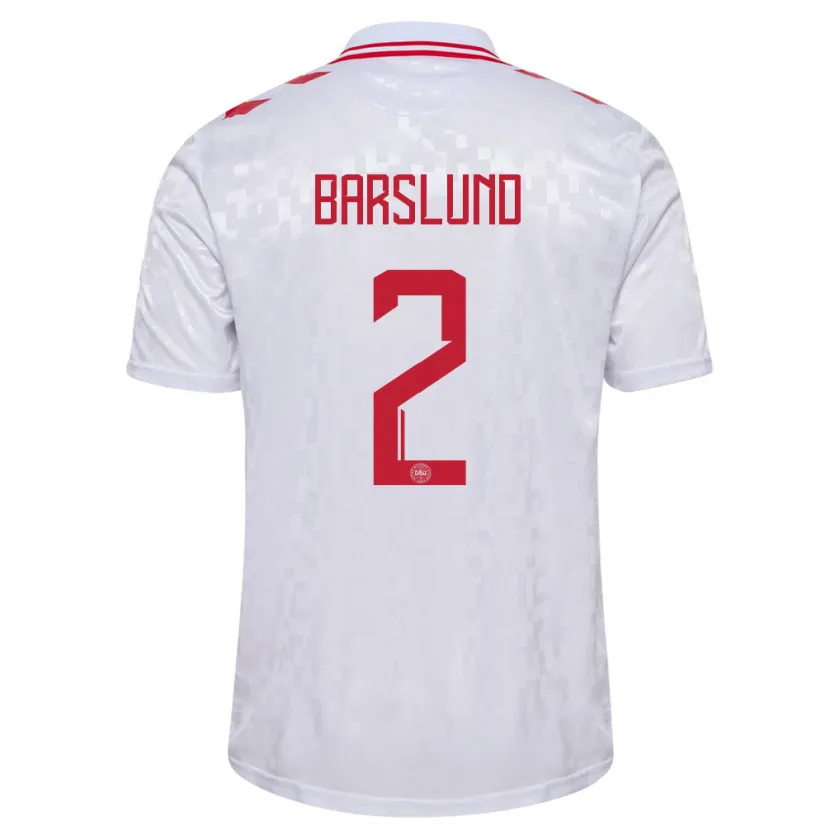 Danxen Herren Dänemark Kaare Barslund #2 Weiß Auswärtstrikot Trikot 24-26 T-Shirt