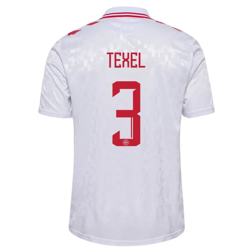 Danxen Herren Dänemark Pontus Texel #3 Weiß Auswärtstrikot Trikot 24-26 T-Shirt