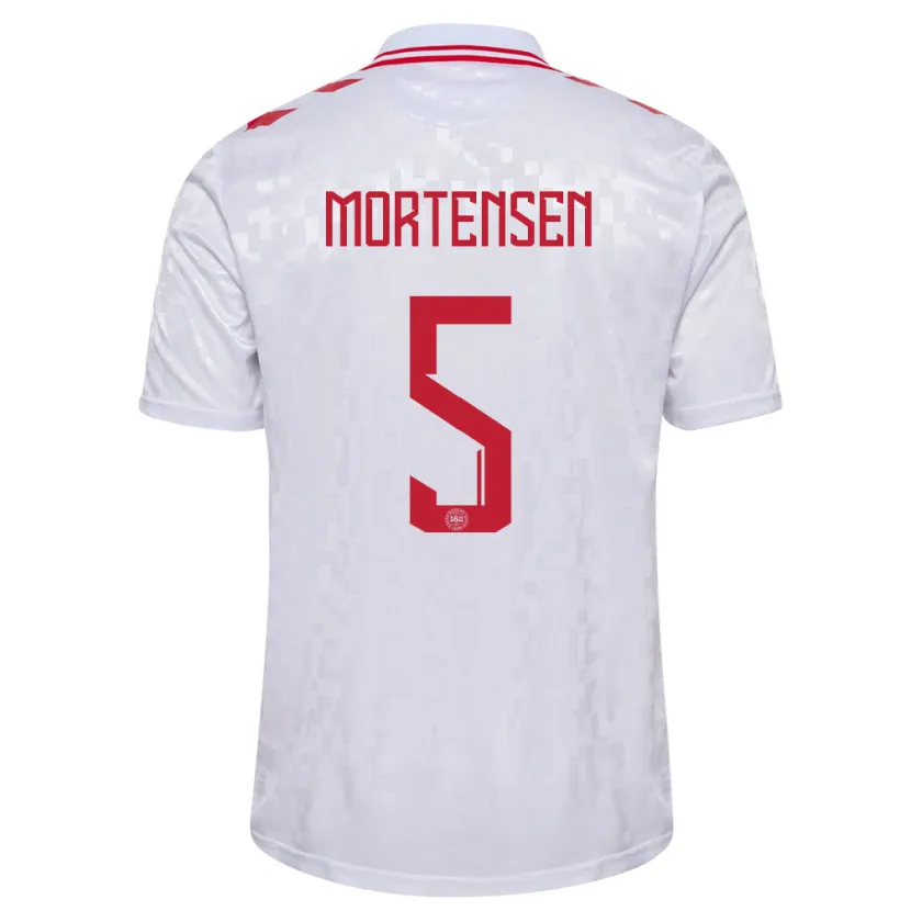 Danxen Herren Dänemark Gustav Mortensen #5 Weiß Auswärtstrikot Trikot 24-26 T-Shirt