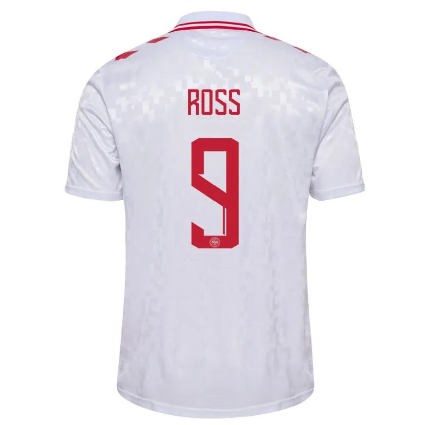 Danxen Herren Dänemark Oliver Ross #9 Weiß Auswärtstrikot Trikot 24-26 T-Shirt