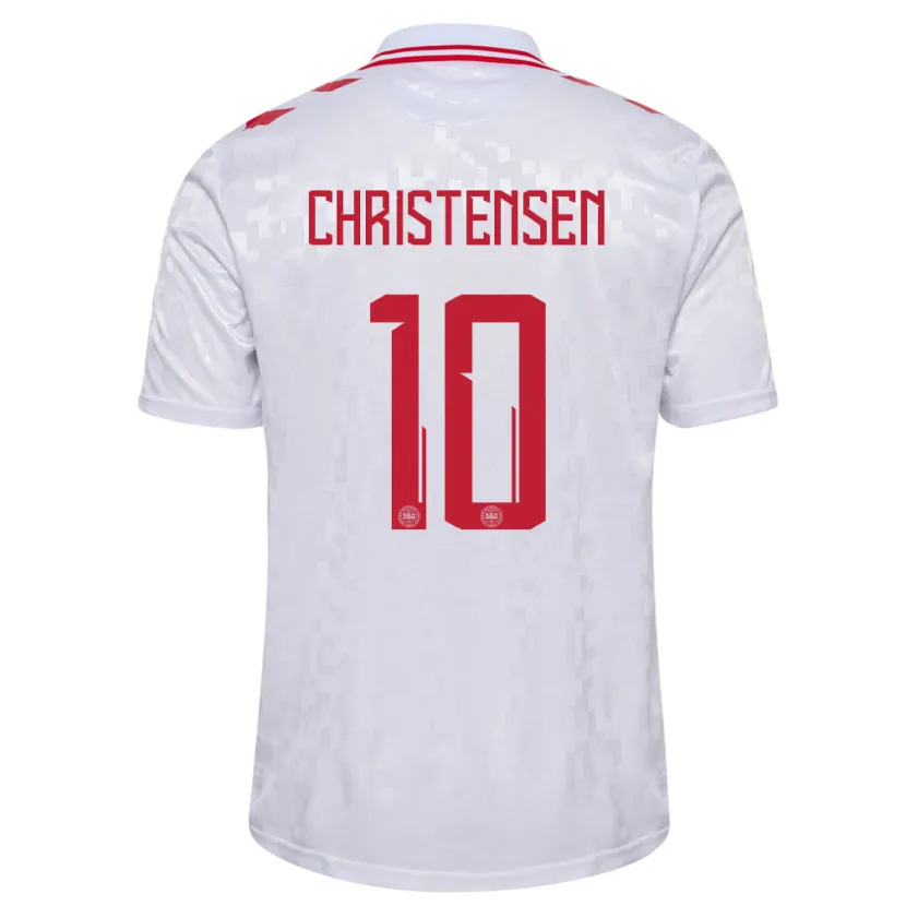 Danxen Herren Dänemark Gustav Christensen #10 Weiß Auswärtstrikot Trikot 24-26 T-Shirt