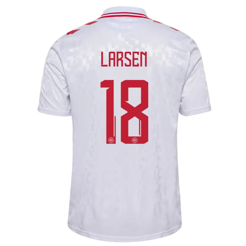 Danxen Herren Dänemark Lukas Larsen #18 Weiß Auswärtstrikot Trikot 24-26 T-Shirt
