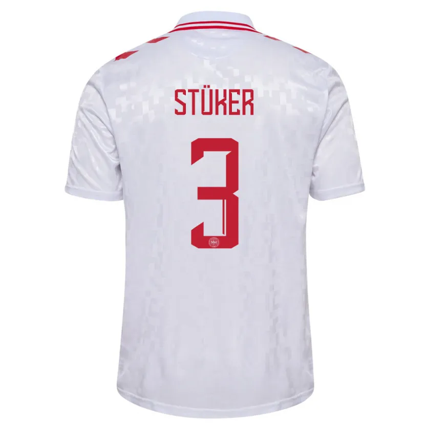 Danxen Herren Dänemark Simon Stüker #3 Weiß Auswärtstrikot Trikot 24-26 T-Shirt