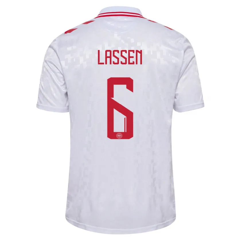 Danxen Herren Dänemark Noah Lassen #6 Weiß Auswärtstrikot Trikot 24-26 T-Shirt