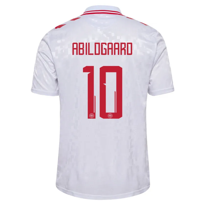 Danxen Herren Dänemark Lasse Abildgaard #10 Weiß Auswärtstrikot Trikot 24-26 T-Shirt