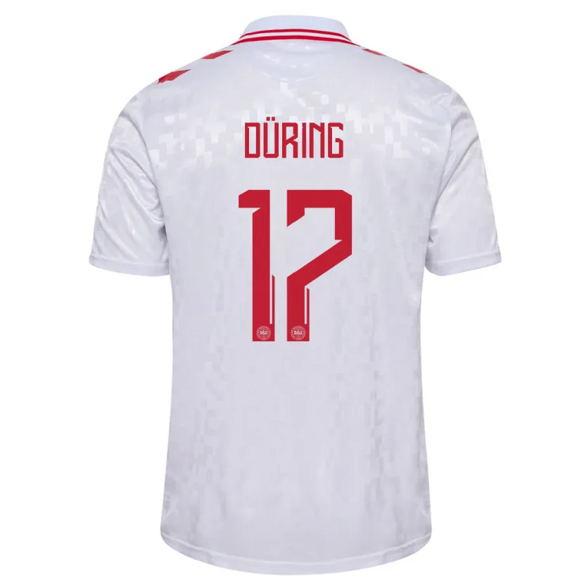 Danxen Herren Dänemark Rasmus Düring #17 Weiß Auswärtstrikot Trikot 24-26 T-Shirt