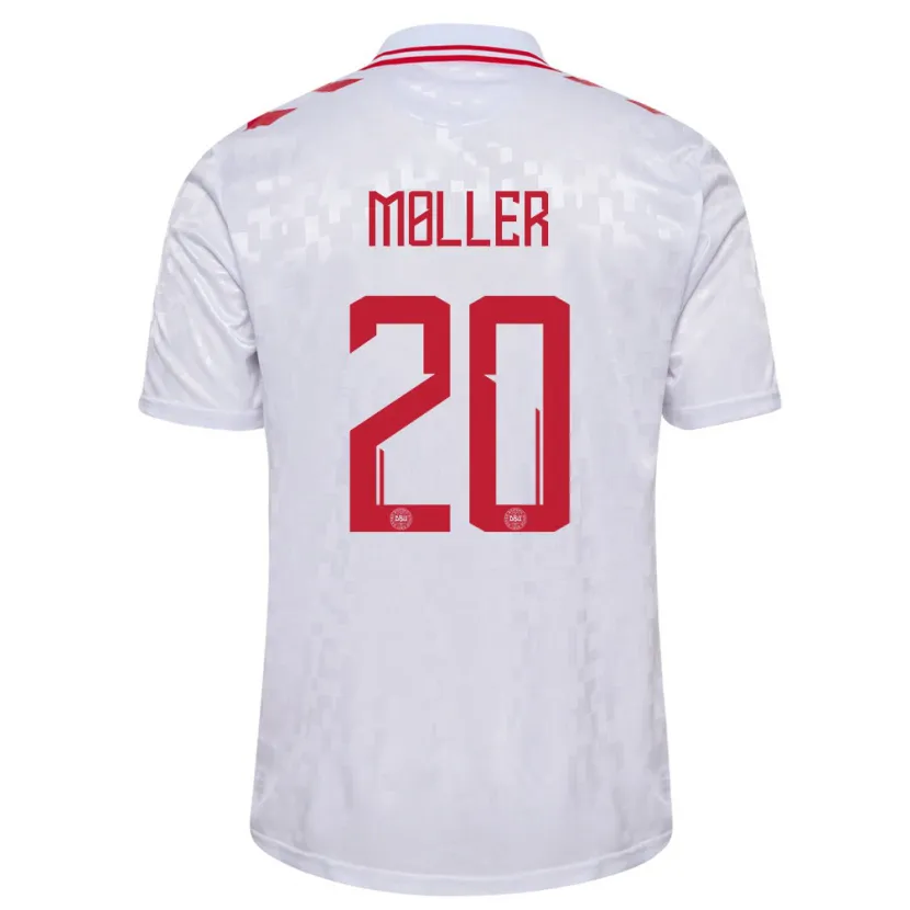 Danxen Herren Dänemark Caroline Møller #20 Weiß Auswärtstrikot Trikot 24-26 T-Shirt