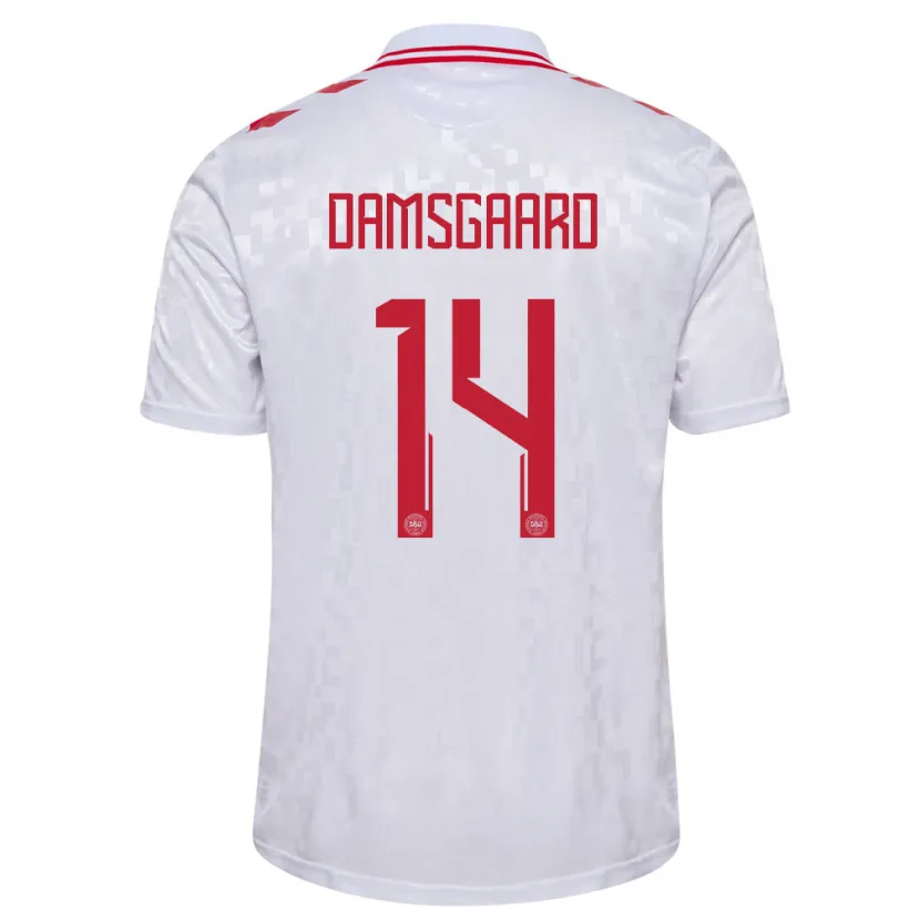 Danxen Herren Dänemark Mikkel Damsgaard #14 Weiß Auswärtstrikot Trikot 24-26 T-Shirt