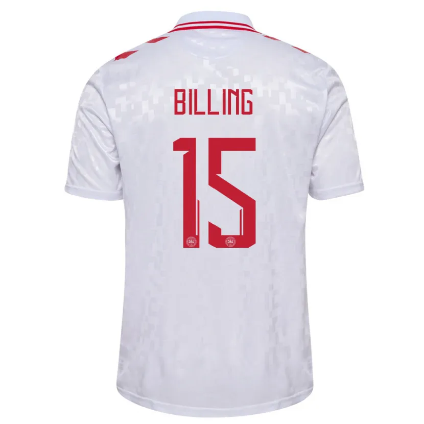 Danxen Herren Dänemark Philip Billing #15 Weiß Auswärtstrikot Trikot 24-26 T-Shirt