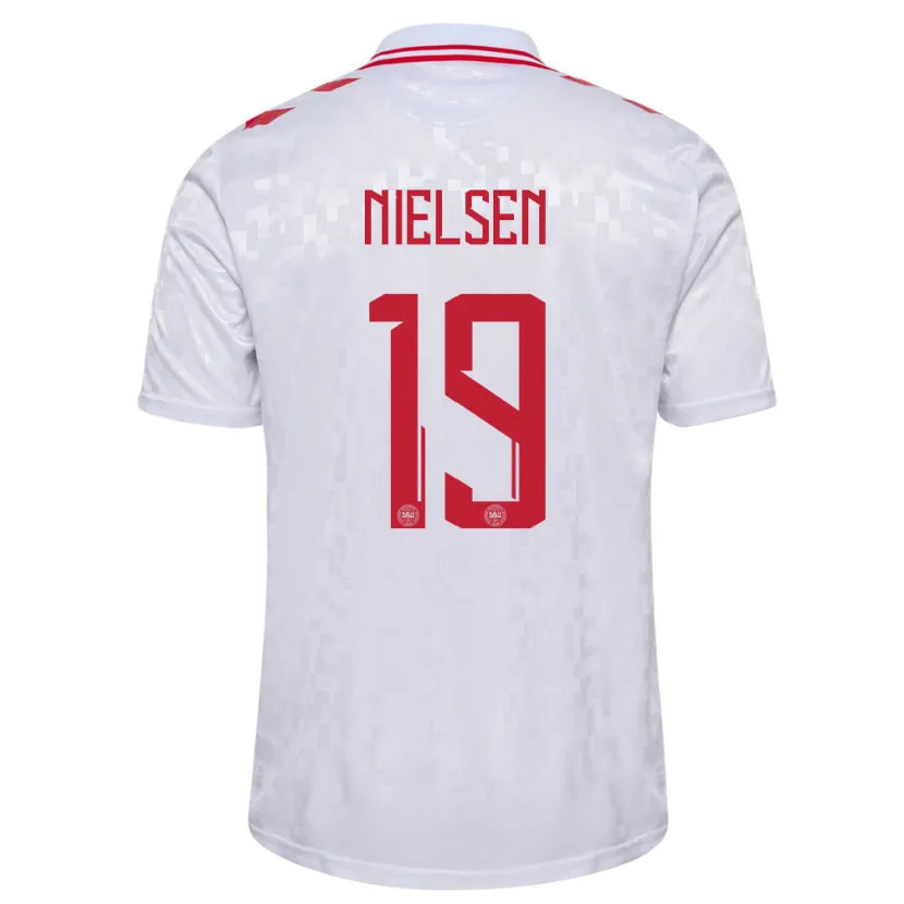 Danxen Herren Dänemark Casper Nielsen #19 Weiß Auswärtstrikot Trikot 24-26 T-Shirt
