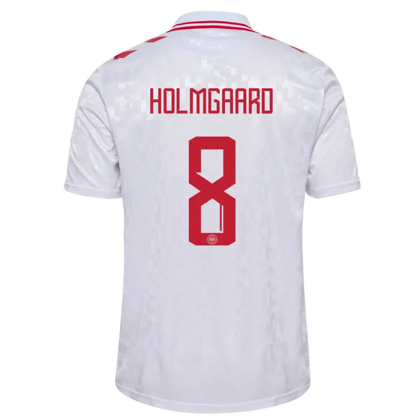 Danxen Herren Dänemark Sara Holmgaard #8 Weiß Auswärtstrikot Trikot 24-26 T-Shirt