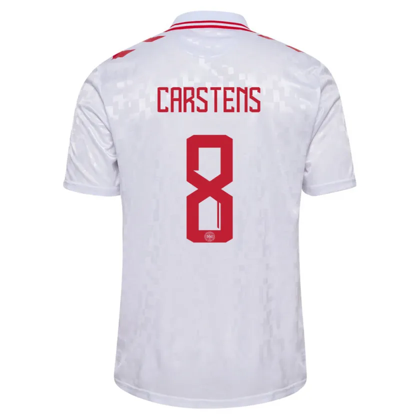 Danxen Herren Dänemark Signe Carstens #8 Weiß Auswärtstrikot Trikot 24-26 T-Shirt