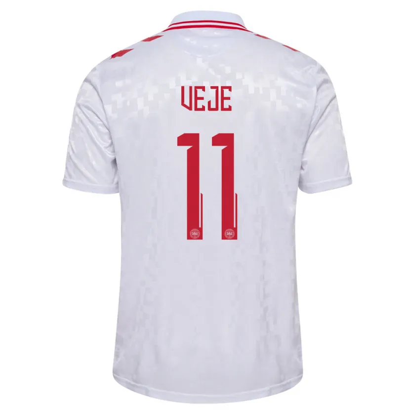 Danxen Herren Dänemark Katrine Veje #11 Weiß Auswärtstrikot Trikot 24-26 T-Shirt