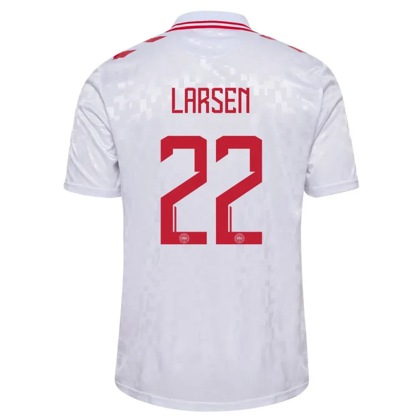 Danxen Herren Dänemark Kathrine Larsen #22 Weiß Auswärtstrikot Trikot 24-26 T-Shirt