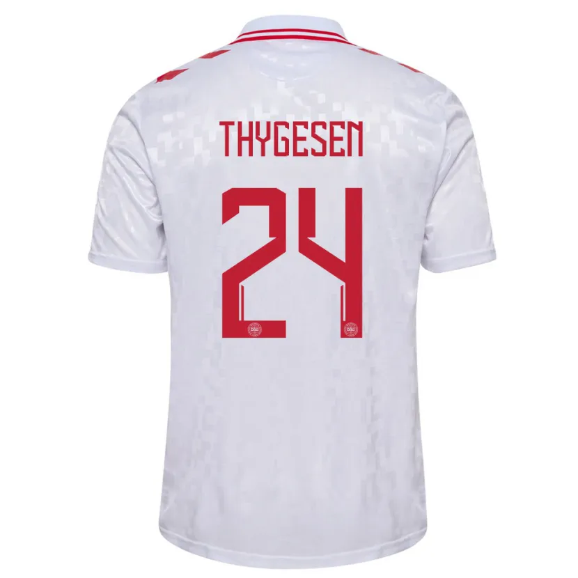 Danxen Herren Dänemark Sarah Thygesen #24 Weiß Auswärtstrikot Trikot 24-26 T-Shirt
