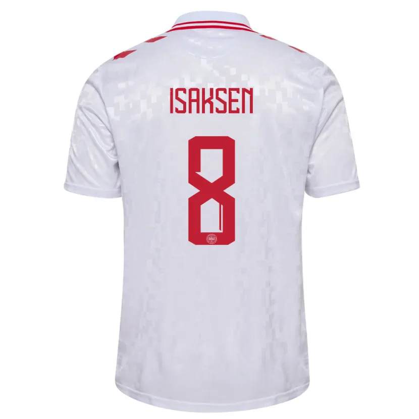 Danxen Herren Dänemark Gustav Isaksen #8 Weiß Auswärtstrikot Trikot 24-26 T-Shirt