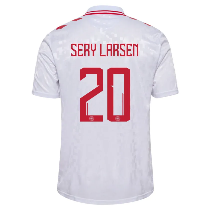 Danxen Herren Dänemark Japhet Sery Larsen #20 Weiß Auswärtstrikot Trikot 24-26 T-Shirt