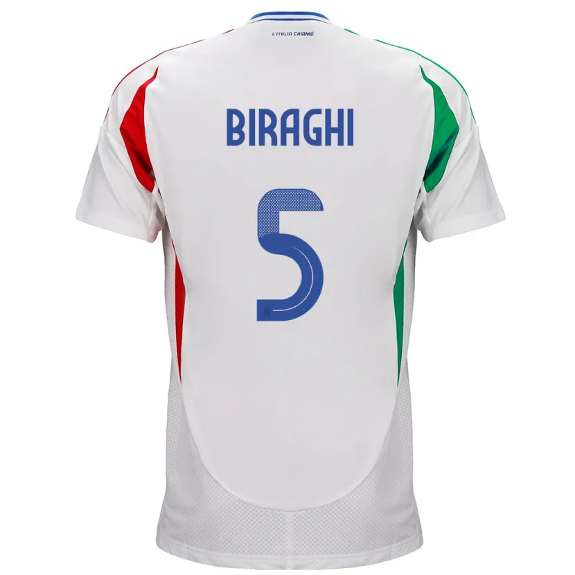 Danxen Herren Italien Cristiano Biraghi #5 Weiß Auswärtstrikot Trikot 24-26 T-Shirt