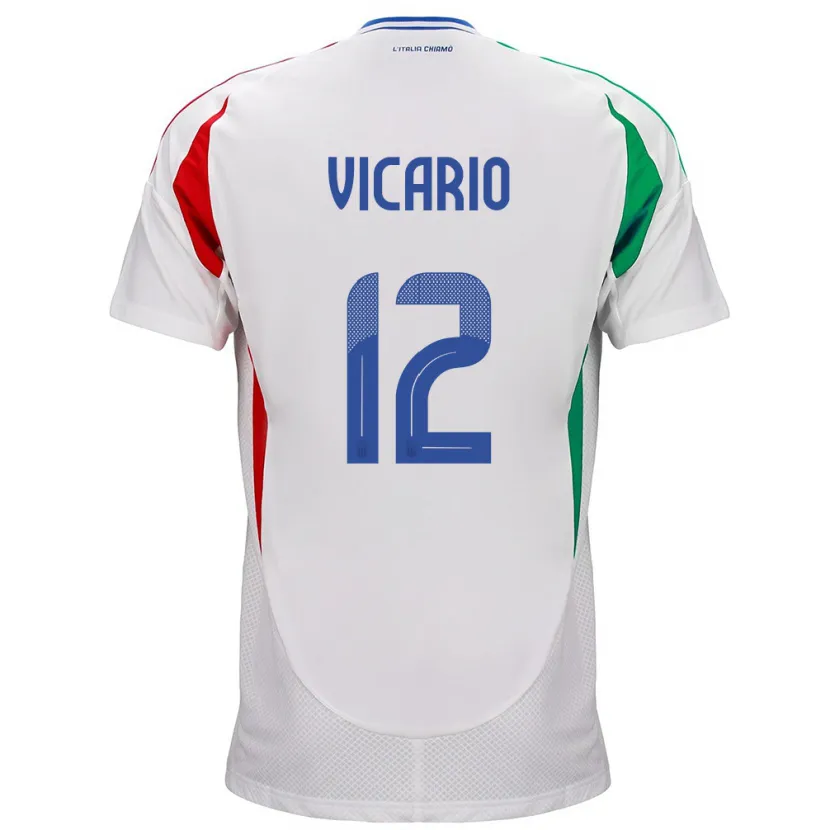 Danxen Herren Italien Guglielmo Vicario #12 Weiß Auswärtstrikot Trikot 24-26 T-Shirt