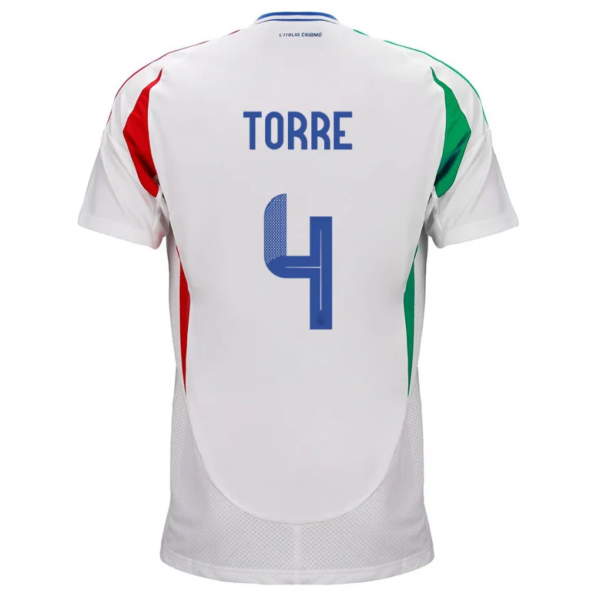 Danxen Herren Italien Pietro La Torre #4 Weiß Auswärtstrikot Trikot 24-26 T-Shirt