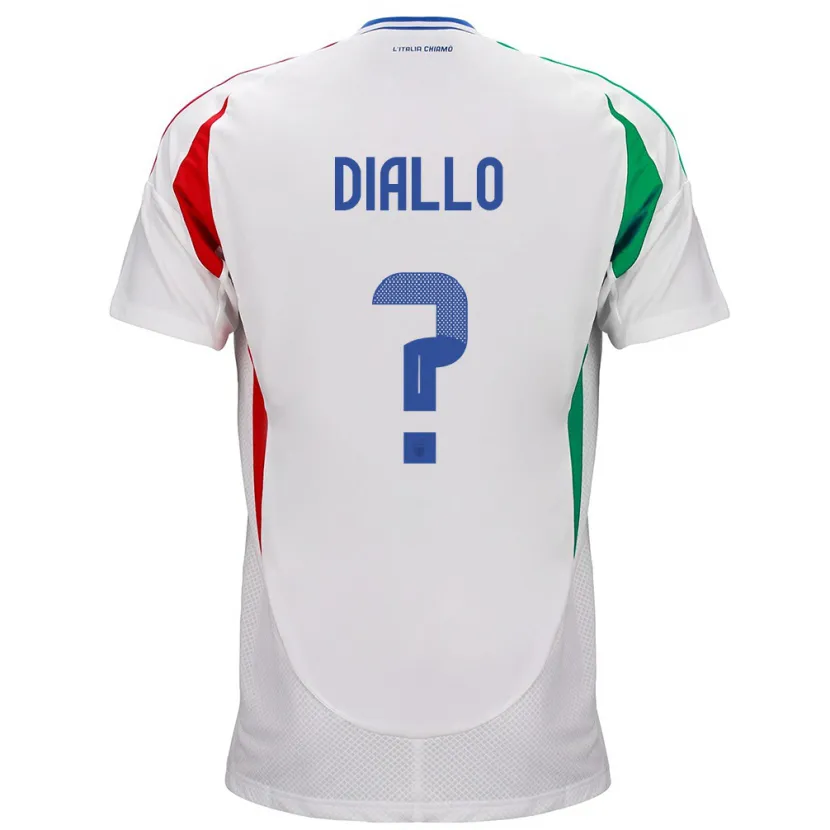 Danxen Herren Italien Djibril Diallo #0 Weiß Auswärtstrikot Trikot 24-26 T-Shirt