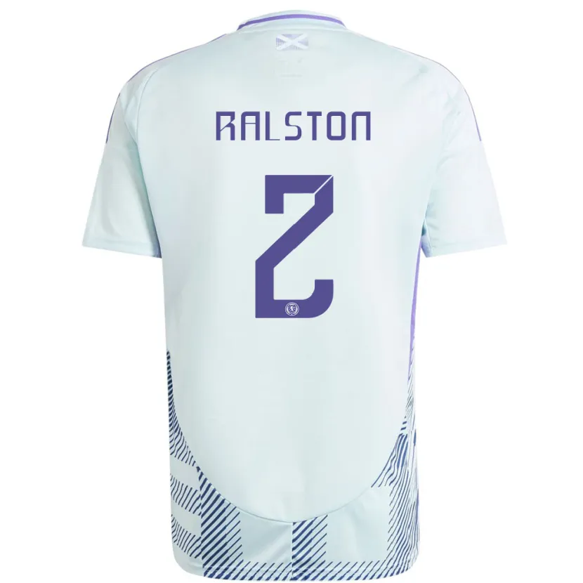 Danxen Herren Schottland Anthony Ralston #2 Helles Mintblau Auswärtstrikot Trikot 24-26 T-Shirt