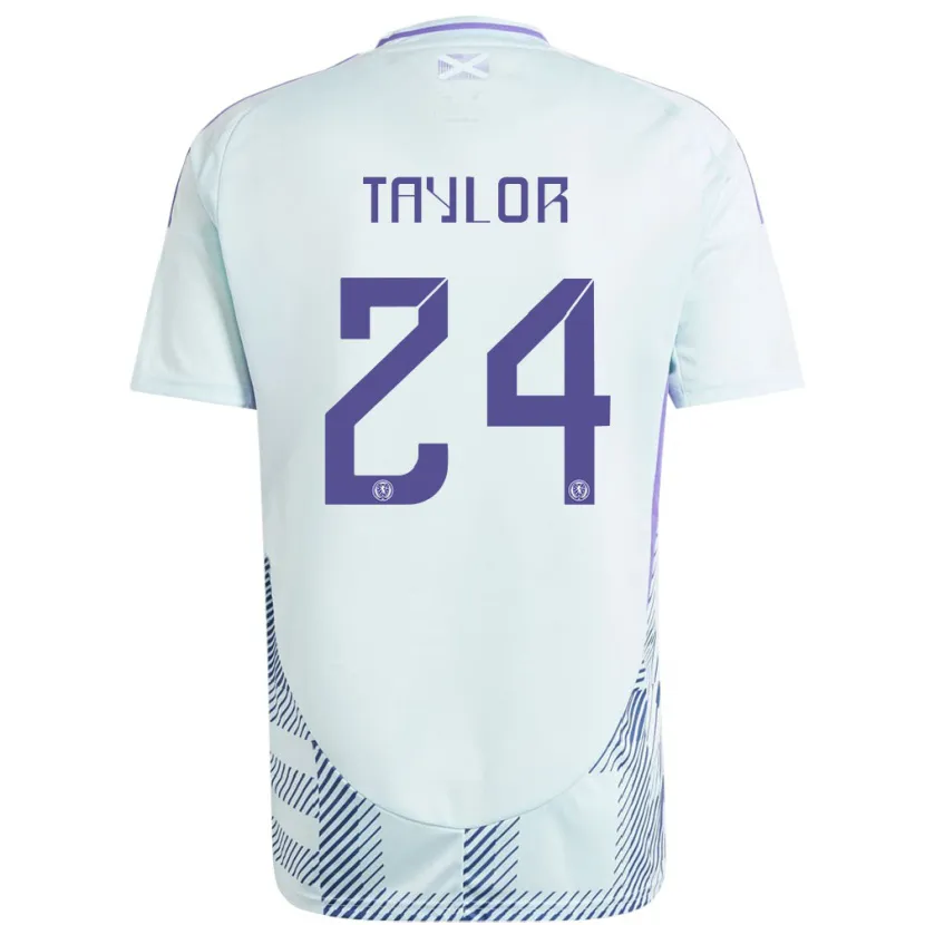 Danxen Herren Schottland Greg Taylor #24 Helles Mintblau Auswärtstrikot Trikot 24-26 T-Shirt