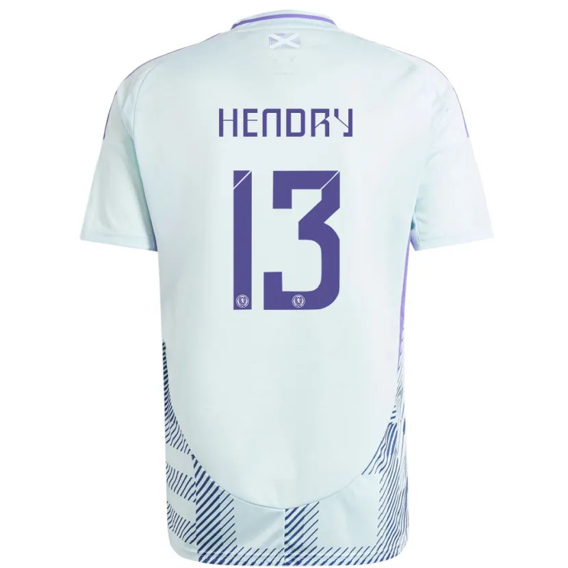 Danxen Herren Schottland Jack Hendry #13 Helles Mintblau Auswärtstrikot Trikot 24-26 T-Shirt