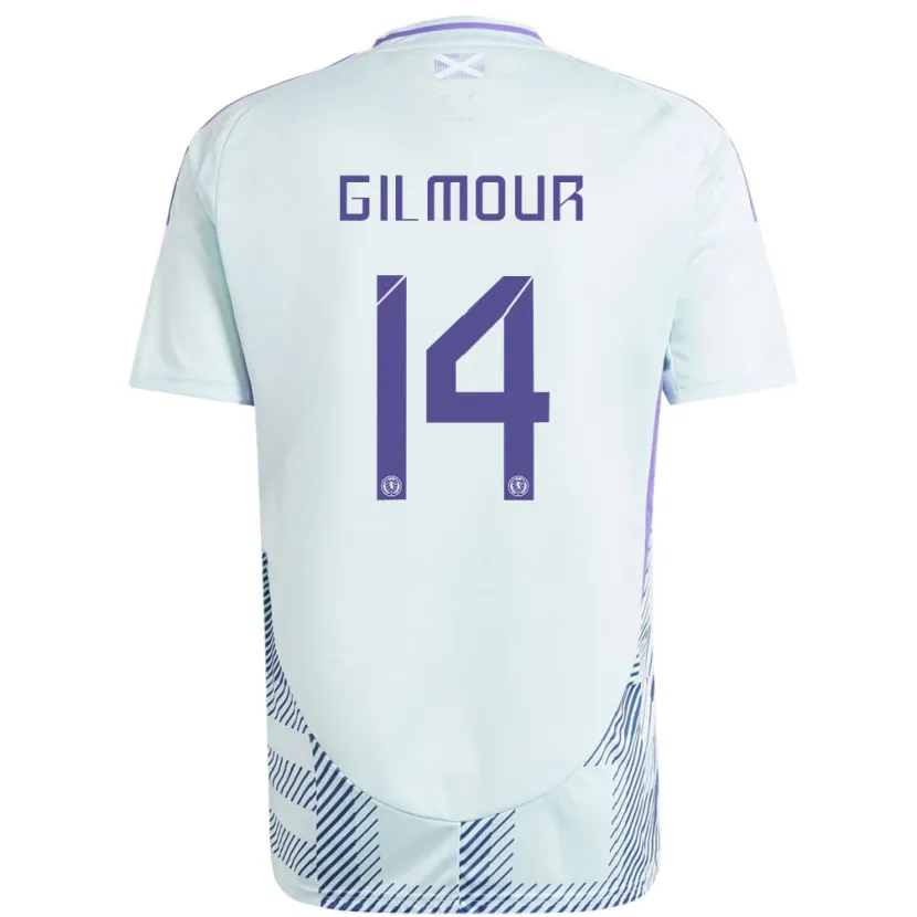 Danxen Herren Schottland Billy Gilmour #14 Helles Mintblau Auswärtstrikot Trikot 24-26 T-Shirt