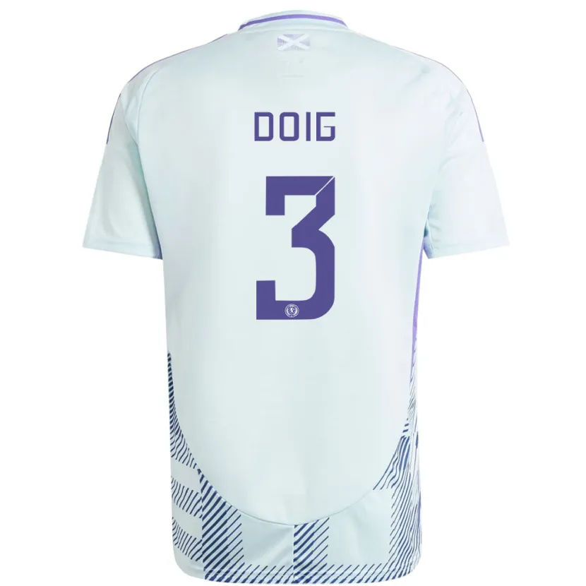 Danxen Herren Schottland Josh Doig #3 Helles Mintblau Auswärtstrikot Trikot 24-26 T-Shirt