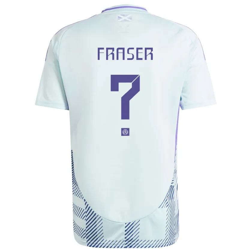 Danxen Herren Schottland Robbie Fraser #0 Helles Mintblau Auswärtstrikot Trikot 24-26 T-Shirt