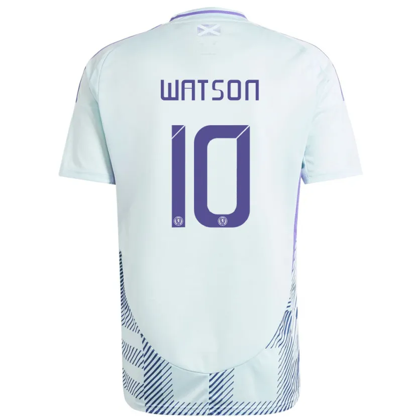 Danxen Herren Schottland David Watson #10 Helles Mintblau Auswärtstrikot Trikot 24-26 T-Shirt