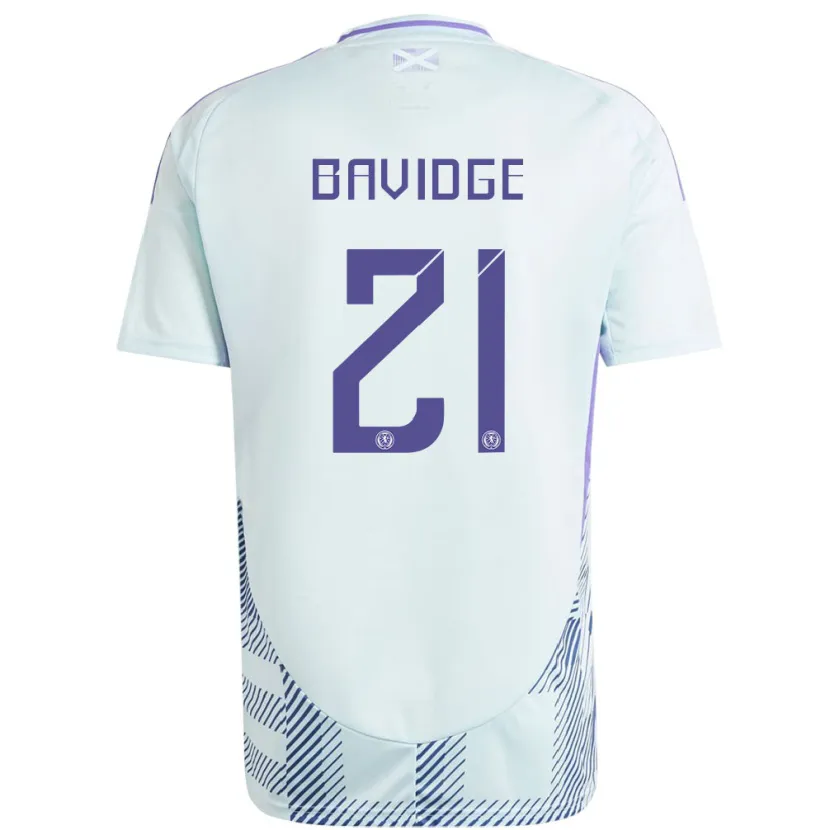 Danxen Herren Schottland Alfie Bavidge #21 Helles Mintblau Auswärtstrikot Trikot 24-26 T-Shirt
