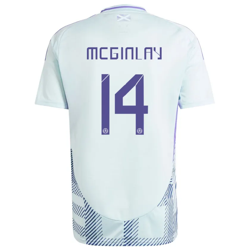 Danxen Herren Schottland Aiden Mcginlay #14 Helles Mintblau Auswärtstrikot Trikot 24-26 T-Shirt