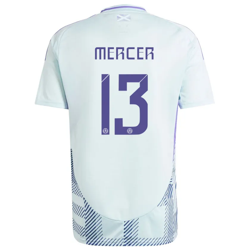Danxen Herren Schottland Jamie Mercer #13 Helles Mintblau Auswärtstrikot Trikot 24-26 T-Shirt