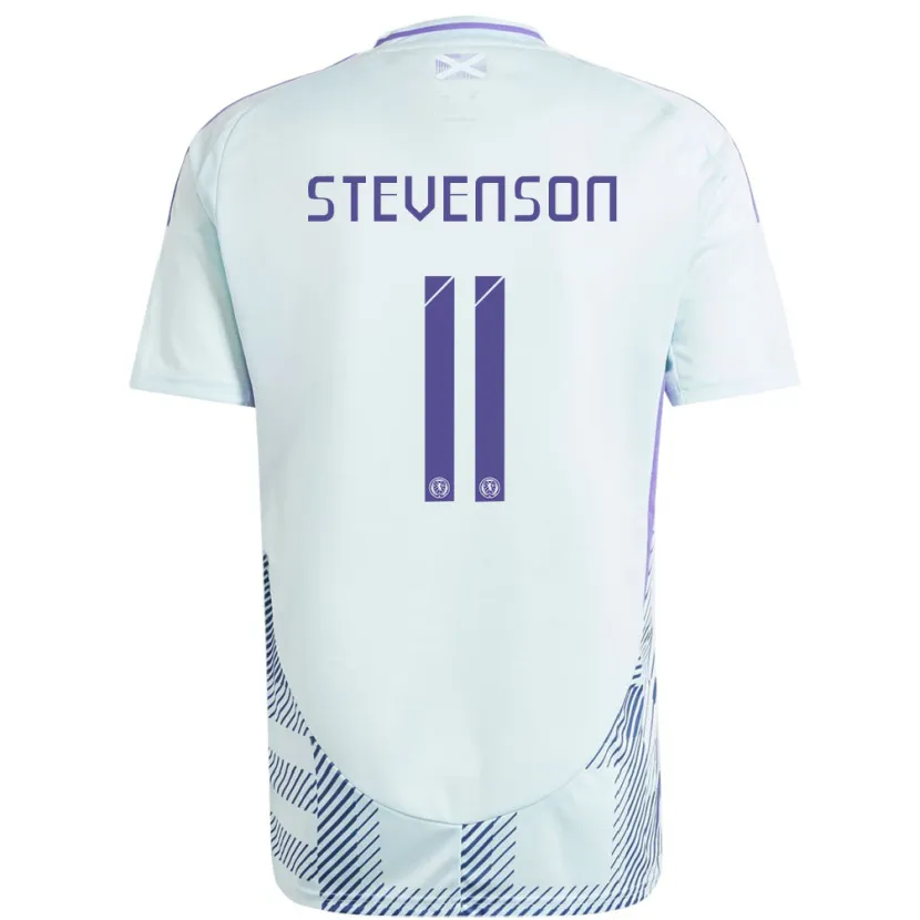 Danxen Herren Schottland Gus Stevenson #11 Helles Mintblau Auswärtstrikot Trikot 24-26 T-Shirt