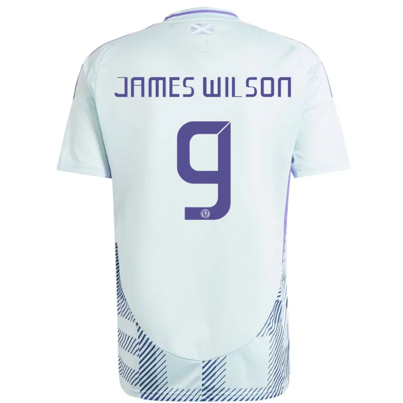 Danxen Herren Schottland James Wilson #9 Helles Mintblau Auswärtstrikot Trikot 24-26 T-Shirt