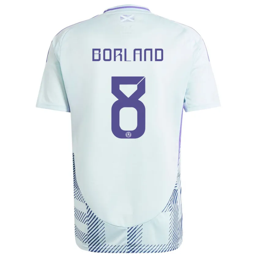 Danxen Herren Schottland Aidan Borland #8 Helles Mintblau Auswärtstrikot Trikot 24-26 T-Shirt