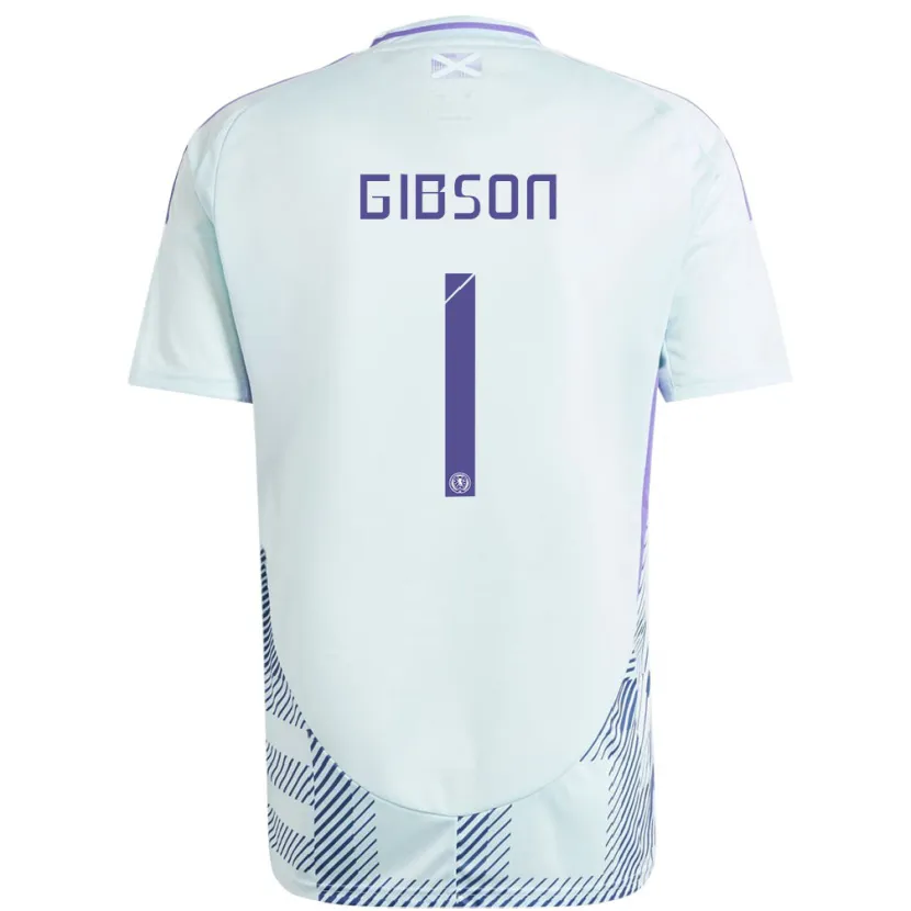Danxen Herren Schottland Lee Gibson #1 Helles Mintblau Auswärtstrikot Trikot 24-26 T-Shirt