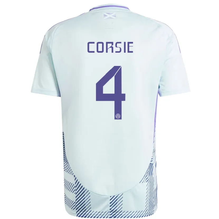 Danxen Herren Schottland Rachel Corsie #4 Helles Mintblau Auswärtstrikot Trikot 24-26 T-Shirt