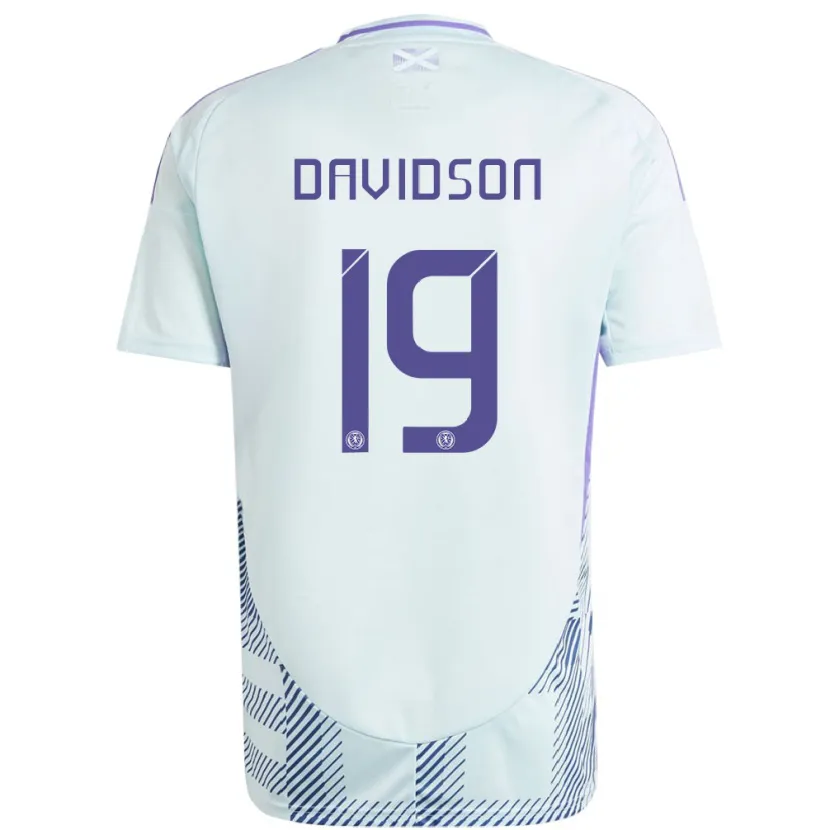Danxen Herren Schottland Lauren Davidson #19 Helles Mintblau Auswärtstrikot Trikot 24-26 T-Shirt