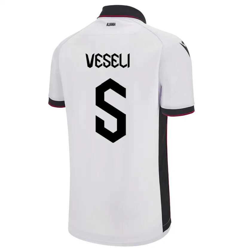 Danxen Herren Albanien Frédéric Veseli #5 Weiß Auswärtstrikot Trikot 24-26 T-Shirt