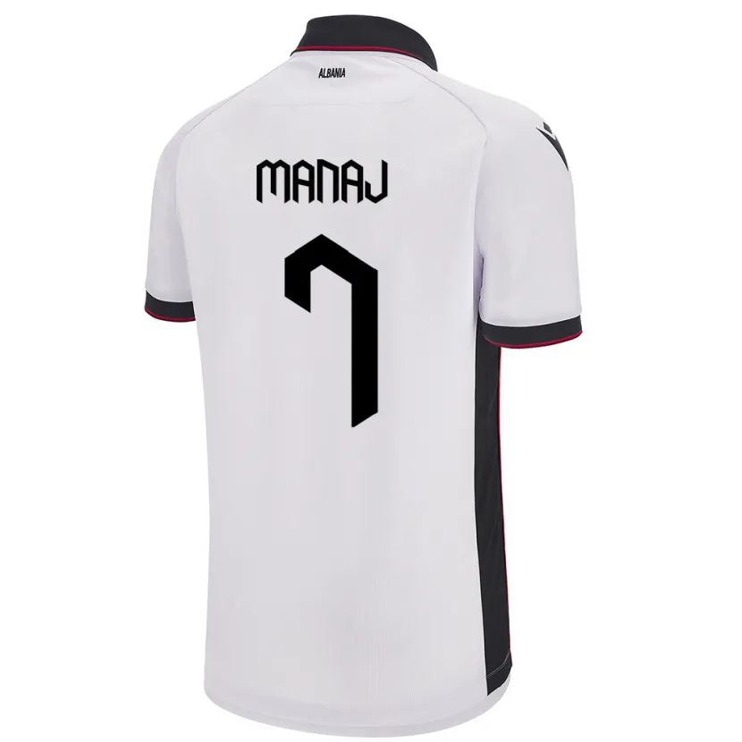 Danxen Herren Albanien Rey Manaj #7 Weiß Auswärtstrikot Trikot 24-26 T-Shirt