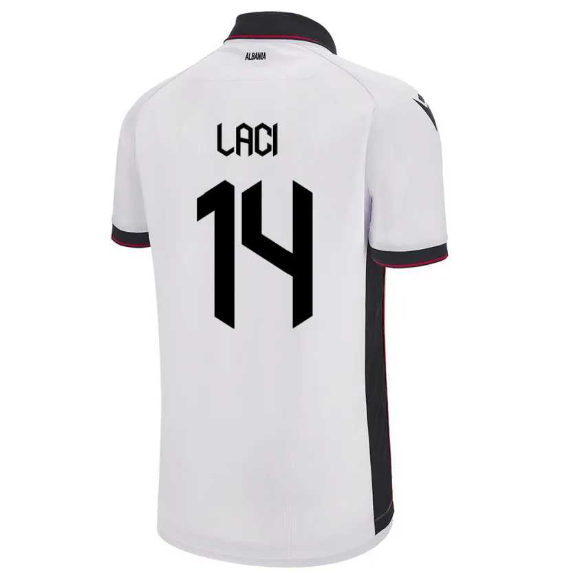Danxen Herren Albanien Qazim Laci #14 Weiß Auswärtstrikot Trikot 24-26 T-Shirt